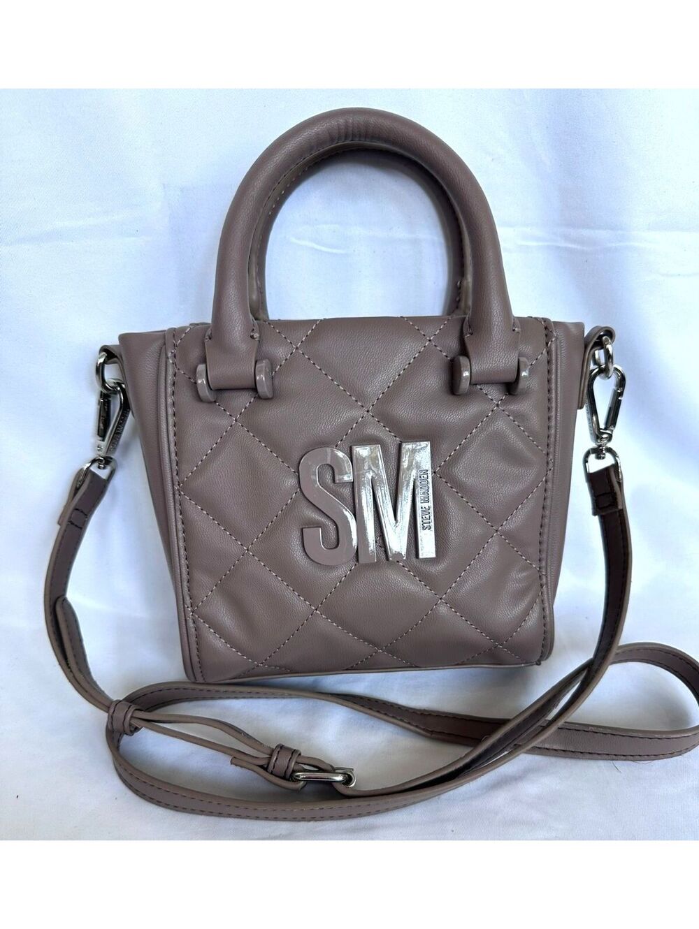 Steve Madden Taupe Quilted Mini Tote Crossbody